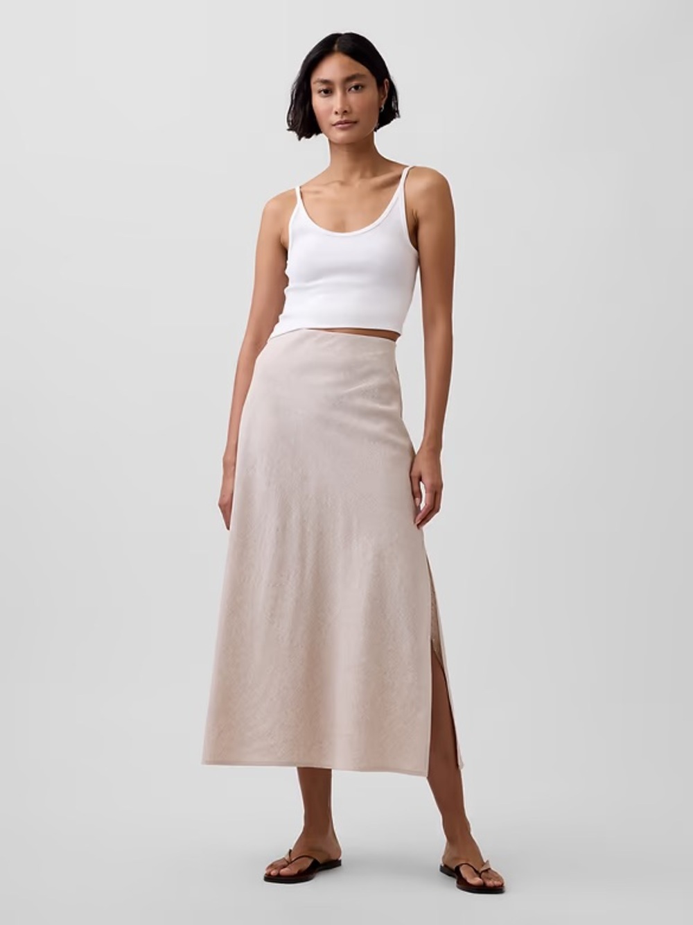 TALL GAP Linen-Blend Maxi Slip Skirt M Tall